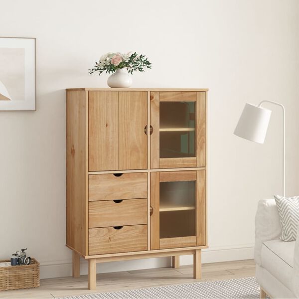 vidaXL Highboard Natural pine Solid pinewood, engineered wood