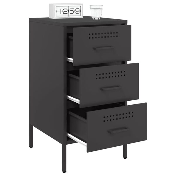 vidaXL Bedside Cabinet Set of 2 Black Cold-rolled steel Medium