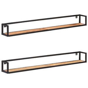 vidaXL Wall Shelf Set of 2 Natural Acacia Solid Acacia wood, Iron Large