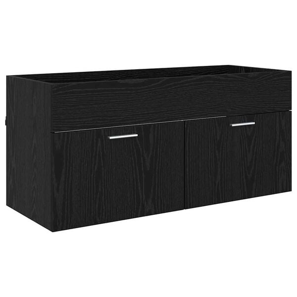 vidaXL Sink Cabinet with Storage with Door Black Oak Engineered Wood