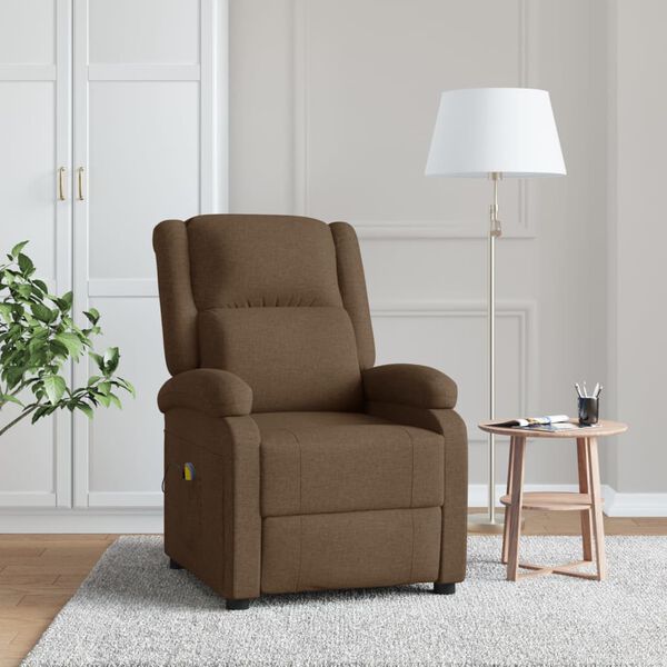 vidaXL Massage Recliner Brown Fabric