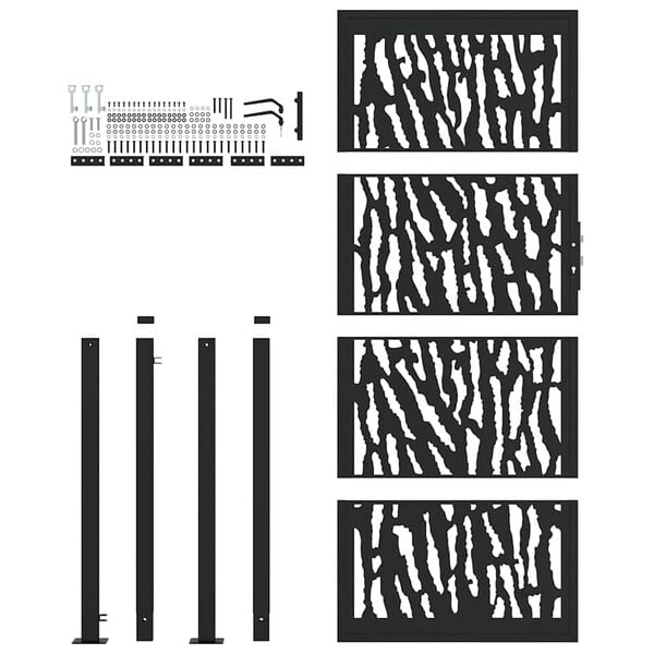 vidaXL Garden Gate Black 39.4x78.7" Steel Trace  Design