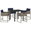 vidaXL Garden Dining Set with Cushion 5 pcs Grey Poly Rattan