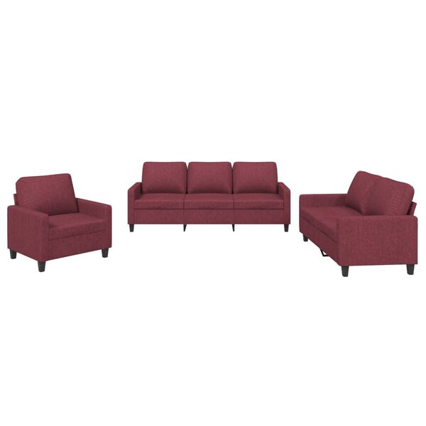 vidaXL Sofa Set Wine Red Polyester, Metal, Plywood, Foam Large Sofa Set