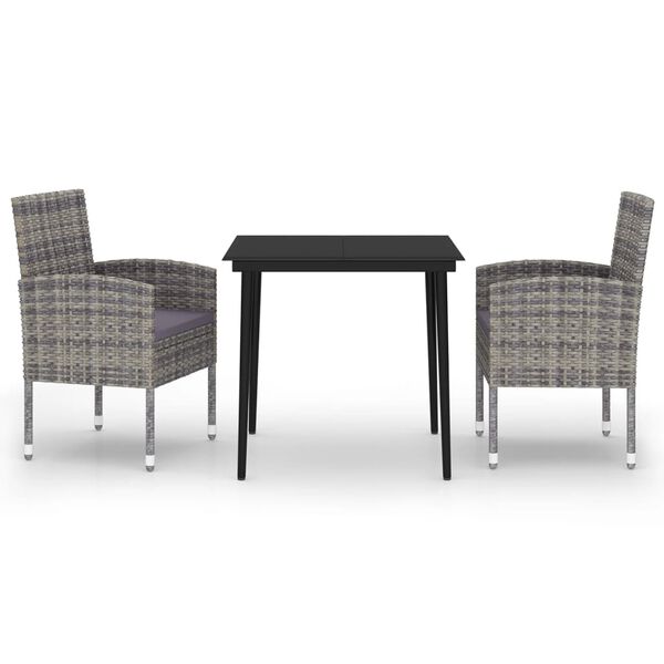 vidaXL Garden Dining Set Anthracite PE Rattan, Steel, Glass, Polyester