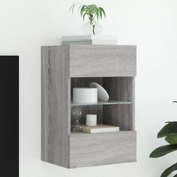 vidaXL TV Wall Cabinet Grey Sonoma Engineered wood Compact Modern