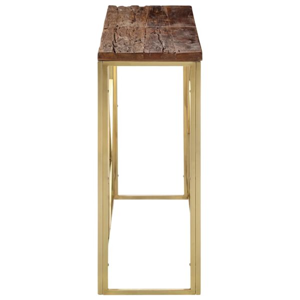 vidaXL Console Table Gold Stainless steel, solid wood Large