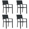 vidaXL Garden Chair Set of 4 Black HDPE 4 chairs Durable