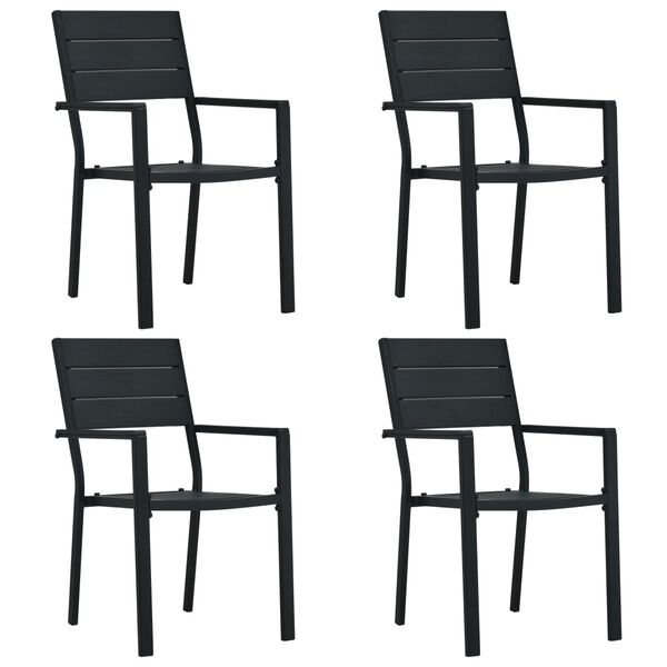 vidaXL Garden Chair Set of 4 Black HDPE 4 chairs Durable