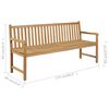 vidaXL Patio Bench with Green Cushion 68.9" Solid Teak Wood