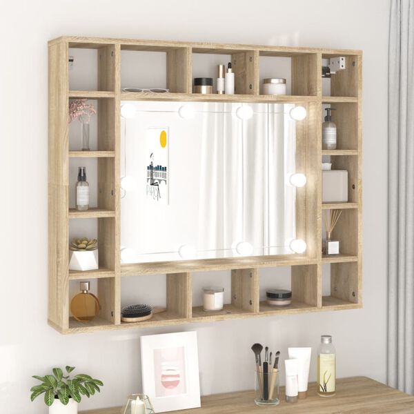 vidaXL Mirror Cabinet Sonoma Oak Engineered Wood, Glass Medium