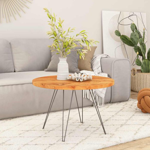 vidaXL Table Top Natural Solid Acacia Wood Durable Table Top Round