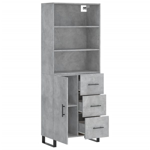 vidaXL Highboard Concrete grey Engineered wood, Iron 27.4x13.4x70.9 in