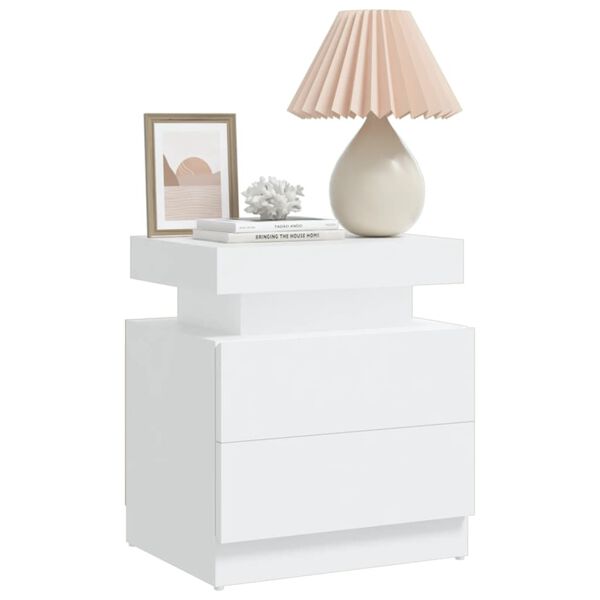 vidaXL Bedside Cabinet White Engineered wood 17.7 x 13.8 x 20.5 in