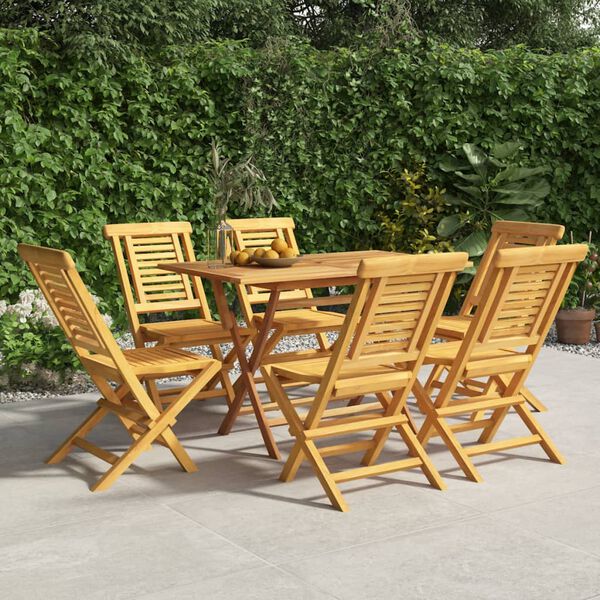 vidaXL Folding Garden Chair Set of 6 Teak wood Solid teak wood Standard