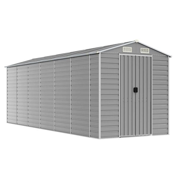 vidaXL Garden Shed Light Gray Galvanized Steel Large Garden Shed
