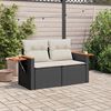 vidaXL Garden Sofa Black PE Rattan 2-Seater Adjustable Armrests