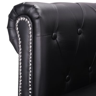 vidaXL L-shaped Chesterfield Sofa Artificial Leather Black