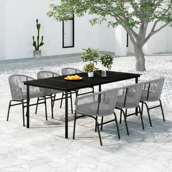 vidaXL Garden Dining Set Black, Grey