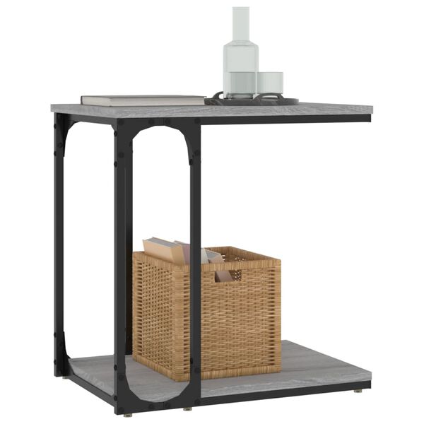 vidaXL Side Table Grey Sonoma Engineered wood, Steel Medium Side Table