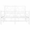 vidaXL Bed Frame White Powder-Coated Steel Small Double Bed Frame