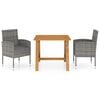 vidaXL Dining Set Grey/Dark Grey Solid Acacia Wood Medium Durable