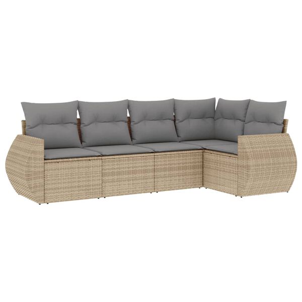 vidaXL Garden Sofa Set Beige, Light gray
