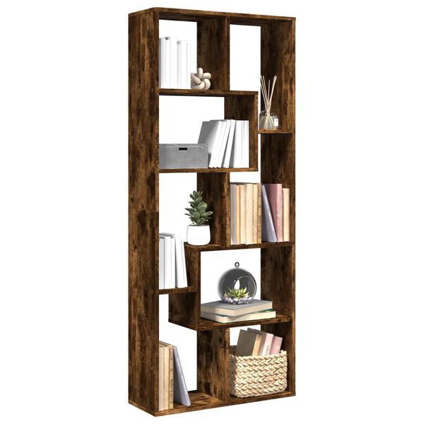 vidaXL Room Divider Bookcase Smoked Oak Engineered wood