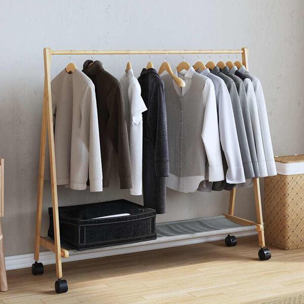 vidaXL Clothes Rack Bamboo Varnished Finish 41.7 x 13.4 x 41.9 in