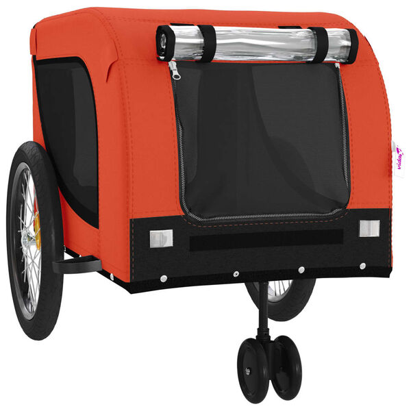 vidaXL Pet Bike Trailer Orange and Black Oxford Fabric, Iron, PVC Small