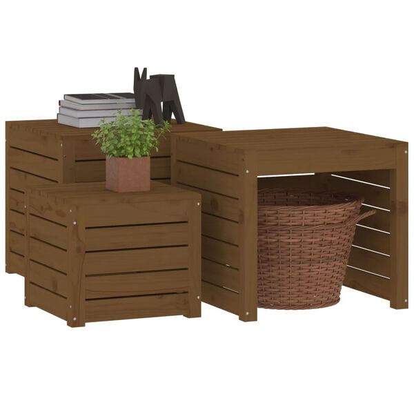vidaXL Garden Box Set Honey brown Solid pine wood Small and large sizes