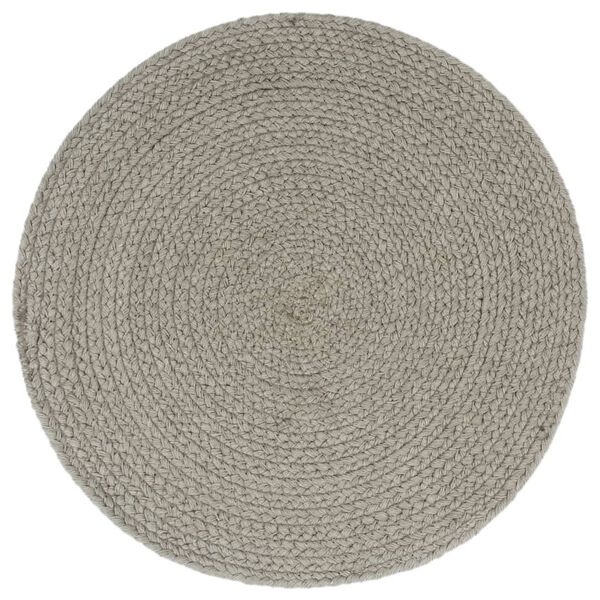 vidaXL Placemat Set of 6 Plain Grey 100% Cotton 15.0 in diameter