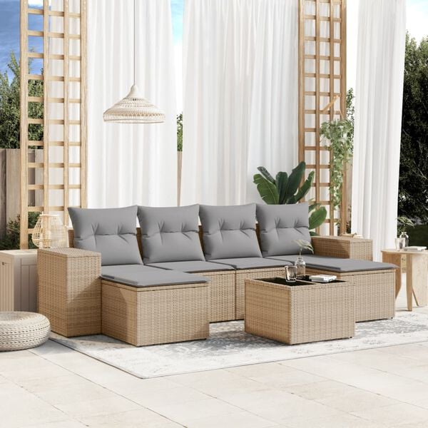 vidaXL Garden Sofa Set Beige, Light Grey