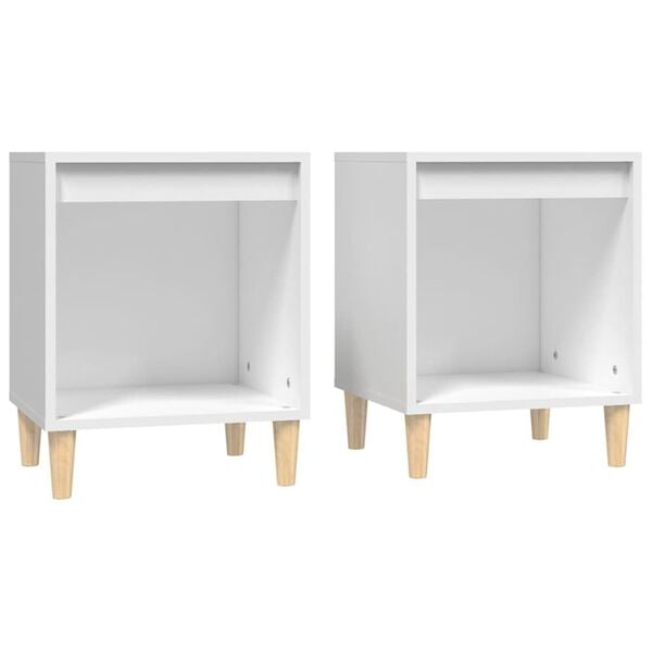 vidaXL Bedside Cabinet Set of 2 White Engineered wood Bedside Cabinet