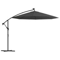 vidaXL Cantilever Umbrella with LED Lights and Steel Pole 118.1" Anthracite