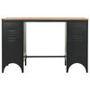 vidaXL Double Pedestal Desk Black and natural wood Solid Firwood and Steel