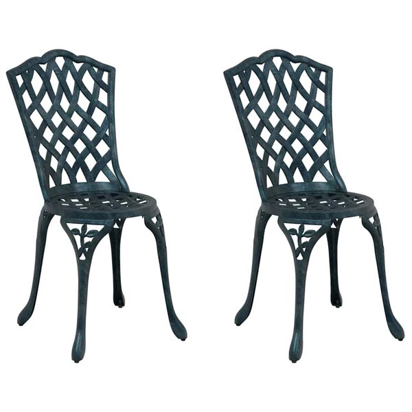 vidaXL Garden Chair 2 pcs Green 39 x 40 x 87cm Aluminium