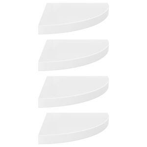 vidaXL Corner Shelf Set of 4 High gloss white Honeycomb MDF, metal