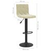 vidaXL Bar Stool Set of 2 Cream Velvet, Steel Standard Swivel