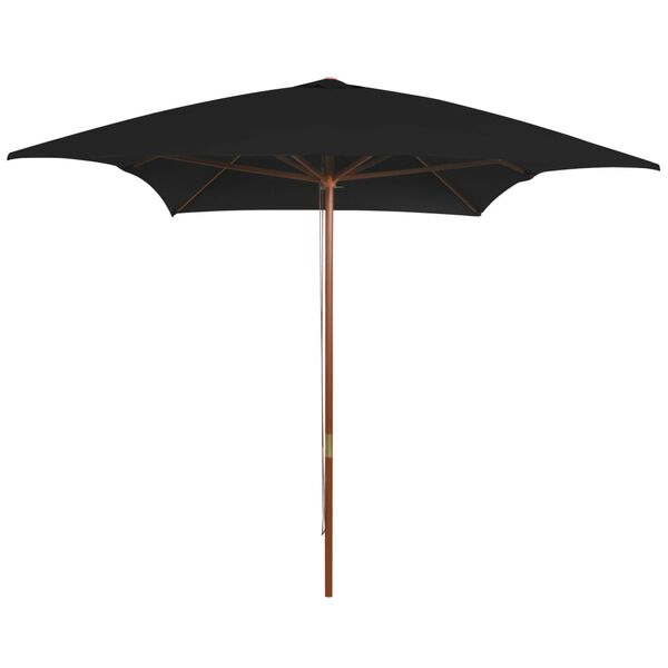 vidaXL Garden Umbrella Black Polyester cover, Bamboo pole, Hardwood ribs