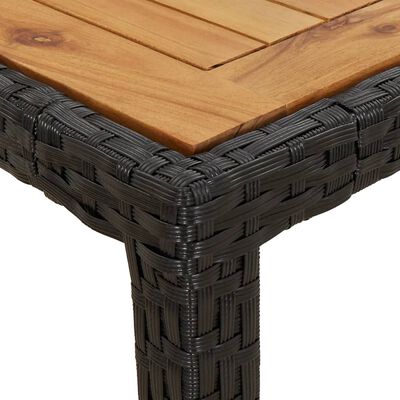 vidaXL Garden Table 59.1"x35.4"x29.5" Poly Rattan and Acacia Wood Black