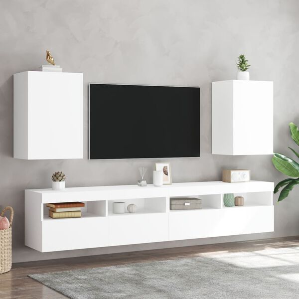 vidaXL TV Wall Cabinet White Engineered wood Medium Modern