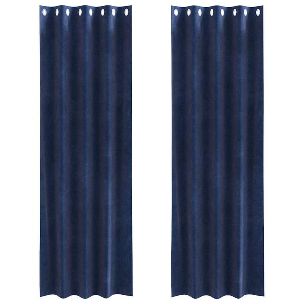 vidaXL Curtains with Curtains 2 pcs Dark blue 55.12 x 88.58 in Velvet