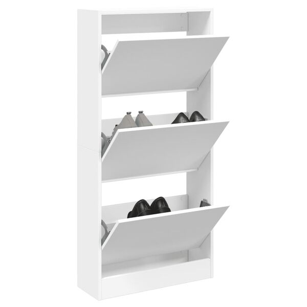 vidaXL Shoe Cabinet White Engineered Wood Slim Shoe Cabinet