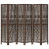 vidaXL Room Divider 6 Panels Dark Brown Solid Wood Paulownia