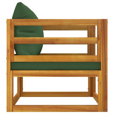 vidaXL Patio Chair with Green Cushions Solid Wood Acacia
