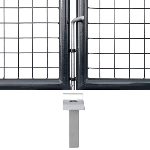 vidaXL Mesh Garden Gate Galvanised Steel 157.5x68.9" Grey