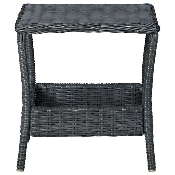 vidaXL Garden Table Dark Grey PE Rattan, Powder-Coated Steel, PP board