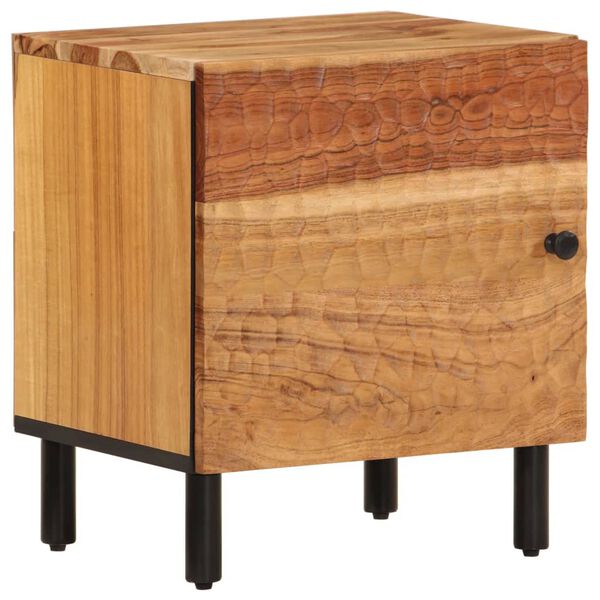 vidaXL Bedside Cabinet Natural Solid Acacia wood, Iron, Engineered wood