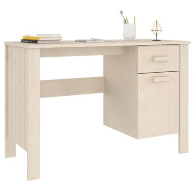 vidaXL Desk Honey Brown 44.5"x19.7"x29.5" Solid Wood Pine